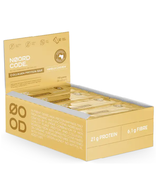 Organic Collagen Protein Bar Vanilla Cashew Box